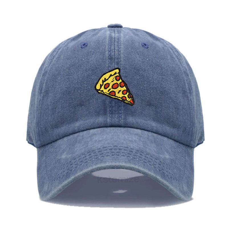 Pizza Embroidered Baseball Caps for Men Women Retro Soft Washed Cotton Dad Hat Snapback Cap Wholesale Dropshipping