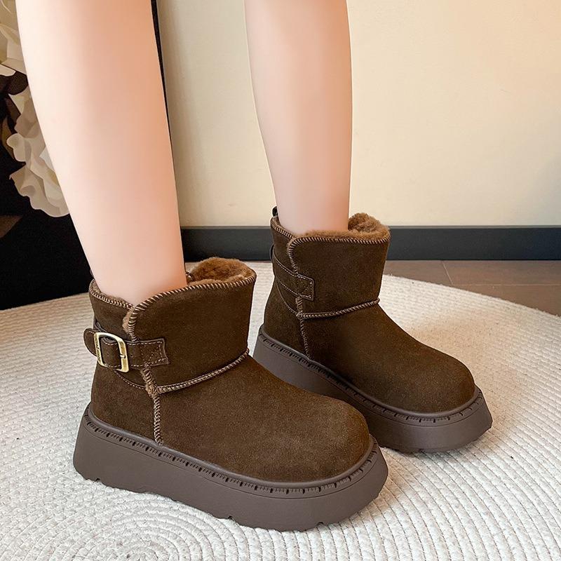 thick-soled snow boots women's new winter warm velvet thickened one-pedal cotton shoes