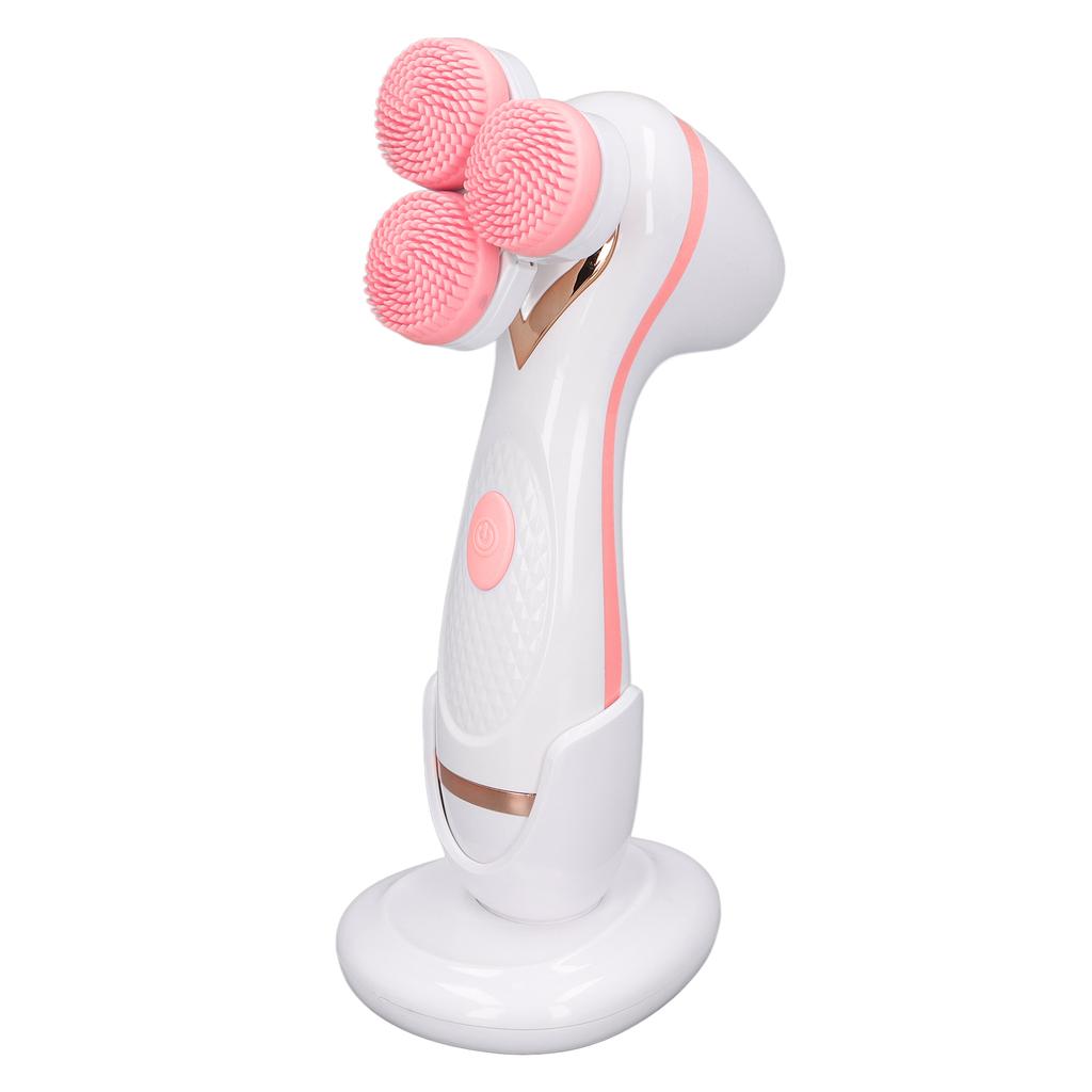Electric Facial Cleansing Brush 3 Head Massage Facial Exfoliating Silicone Rechargeable Face