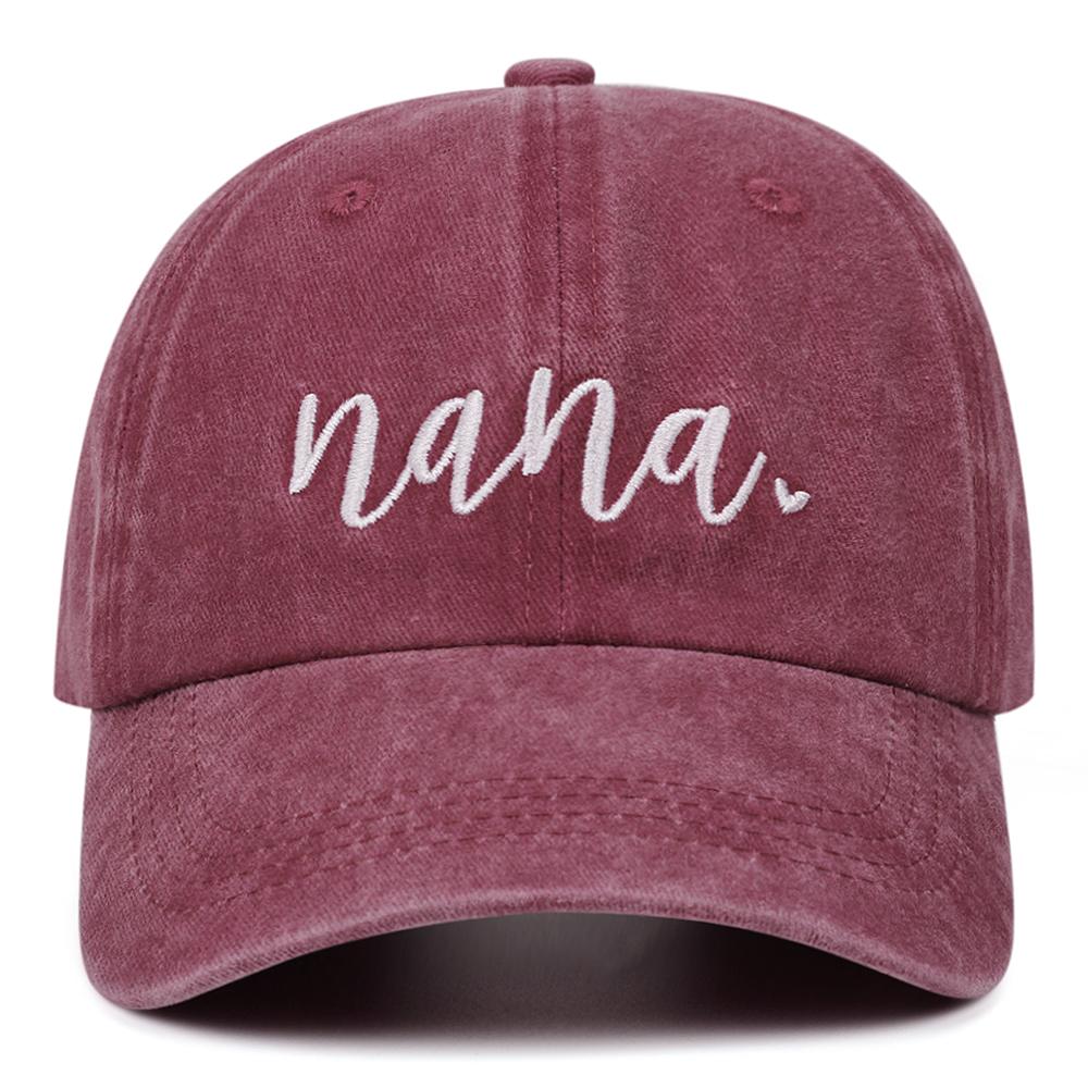 Nana Retro Washed Letter Embroidered Baseball Cap Women Men Outdoor Fashion Versatile Casual Hat
