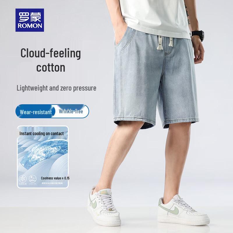 ROMON Men s Ice-Feel Stretch Denim Shorts M