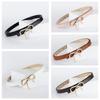 1Pc Women's Solid Color Metal Buckle Skinny Ladies Dress Thin Waistband Waist Belt PU