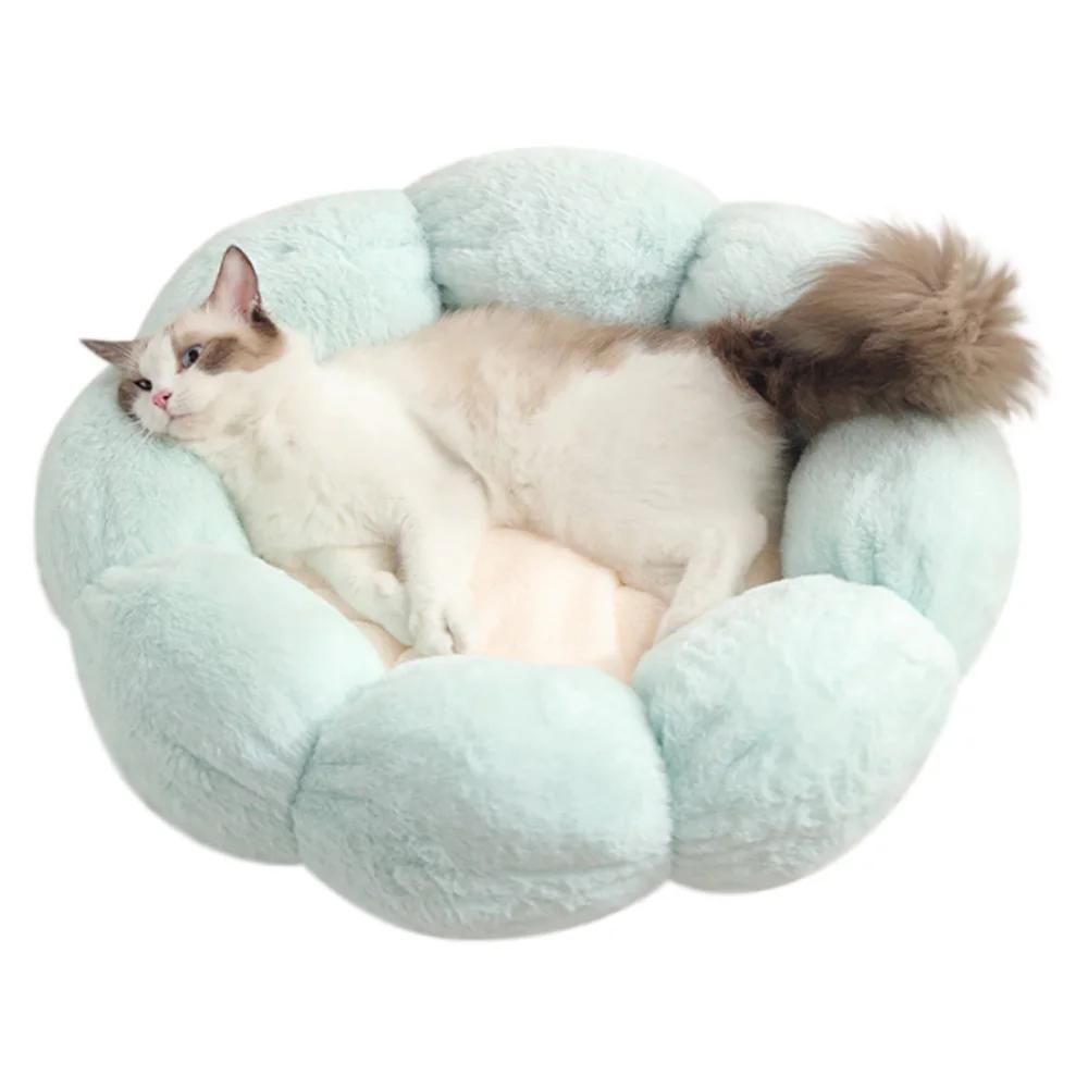 

1 шт. Мягкая плюшевая кровать 15 21 Милая и уютная кровать для собак и кошек с нескользящим дном Роскошные ортопедические подушки для кроватей 40cm светло-зеленый