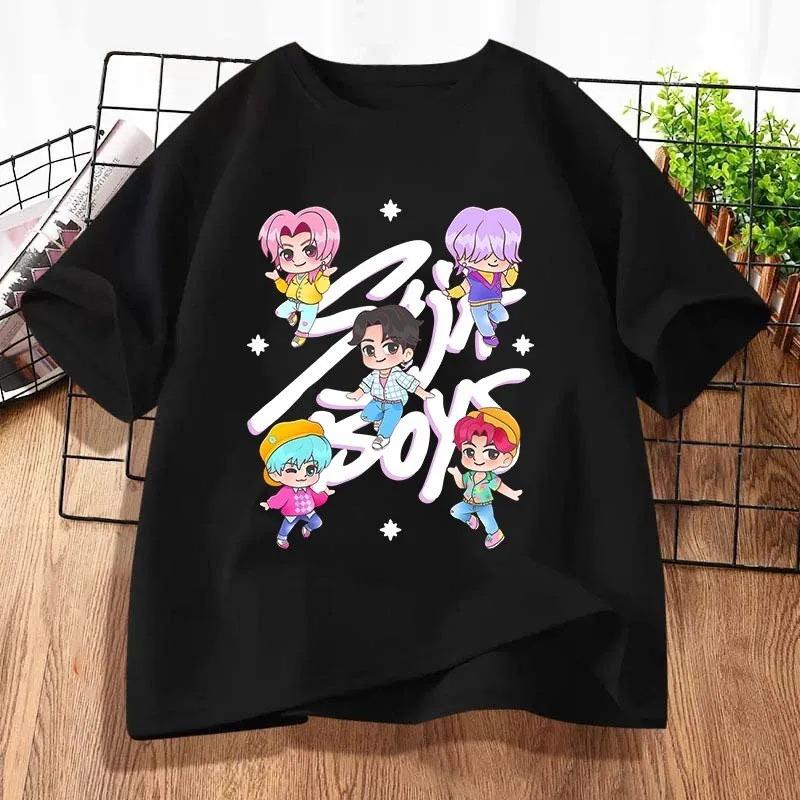 KPop Devil Hunter Saja Boys' 100% Cotton T-Shirt Huntrix Shirt Children's Spring/Summer Fashion Casual Short-Sleeve