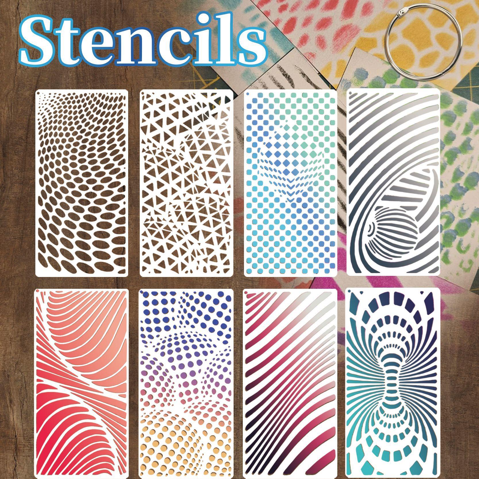 

8 шт./набор, Геометрическая текстура, Полый шаблон, Змеиный узор, Креативный DIY из ткани, Граффити на стеновой панели, Панель-крышка с аэрозольной покраской, Многоразовый