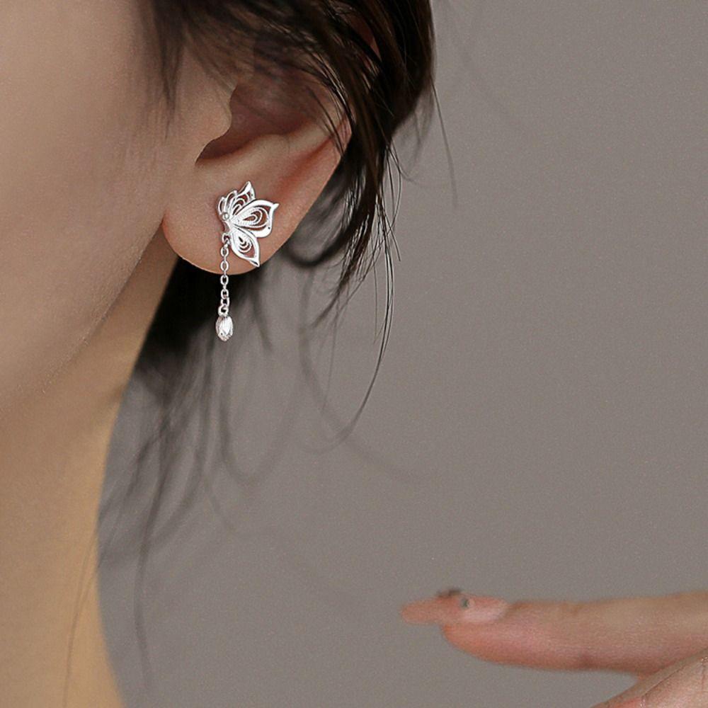 Creative Butterfly Earrings New Design Sweet Tassel Earrings Hollow-out Drop Earrings  Girls