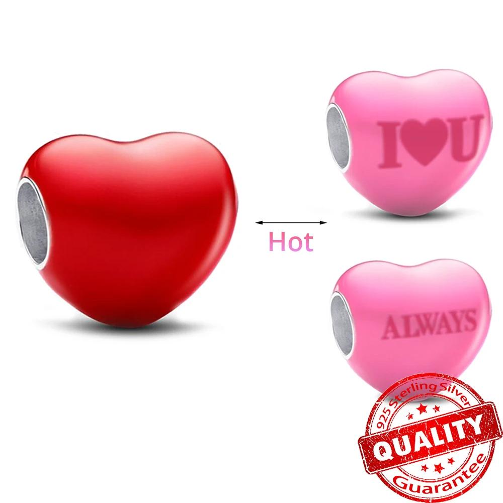 Beautiful 925 Sterling Silver Red Valentine's Day Infinity Love Rose Pendant Fit DIY Bracelet Necklace Date Accessories Gifts