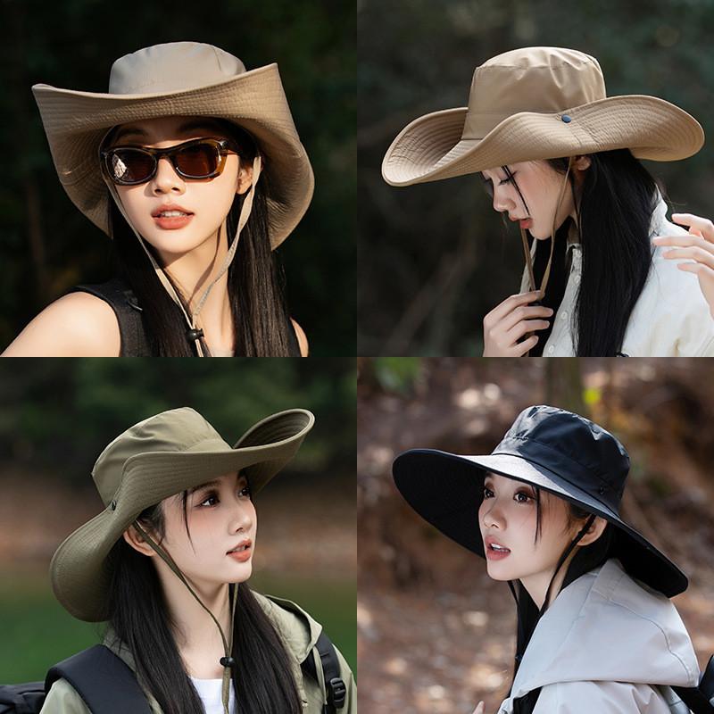 Summer Quick Dry Wide Brim Fisherman Hat With Sun Protection For Outdoor Hiking Camping