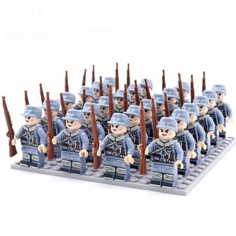 24 STÜCK/SET Zweiter Weltkrieg Militärsoldaten Gewehr Waffen Pistole Figuren Teile Bausteine Montage DIY Modellbau Bausätze Spielzeug