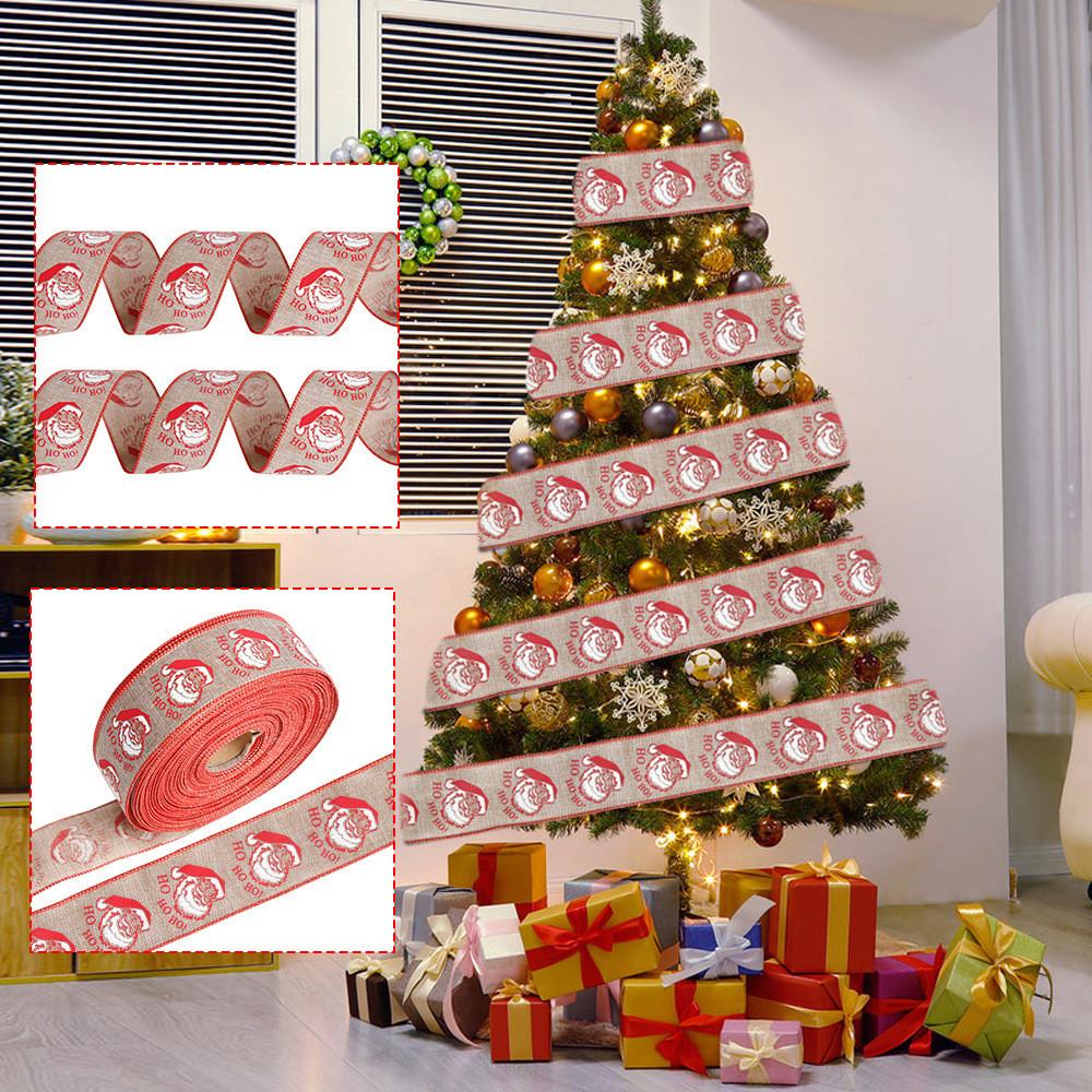 Charming Season Holiday Ribbon With Santa Faces Ideal For Christmas Present Decoration