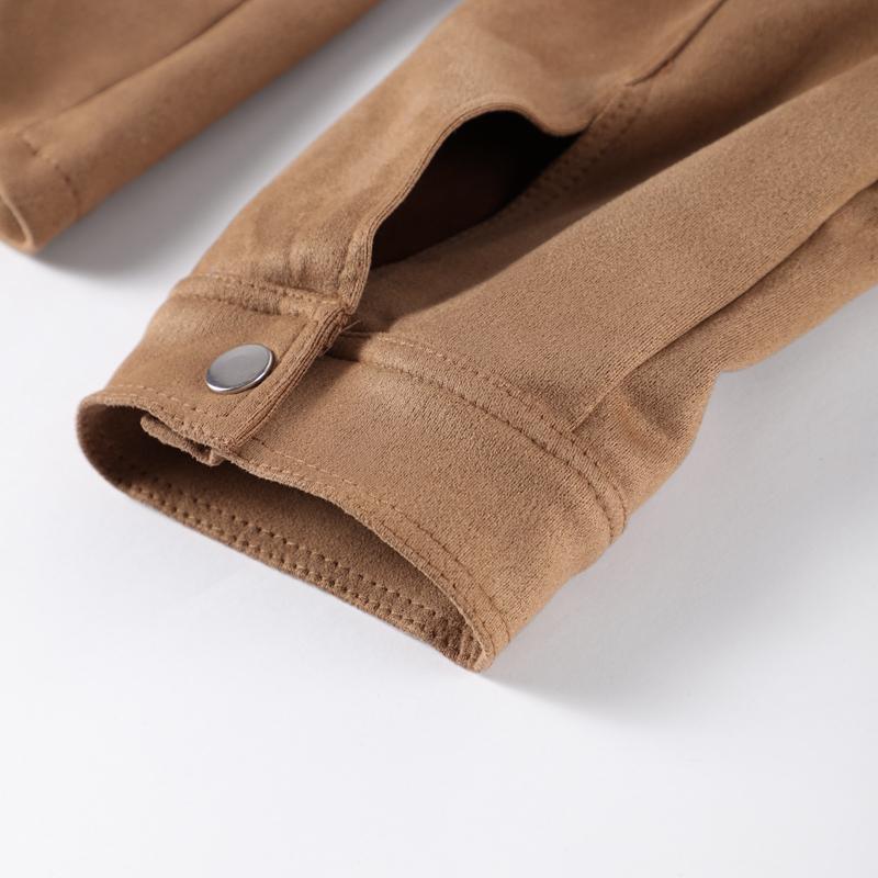 Zipper Short Jacket Lapel Slant Zipper Deerskin Thin Velvet Top Women's Long Sleeves Slim Coat Casual New Fashion Autumn