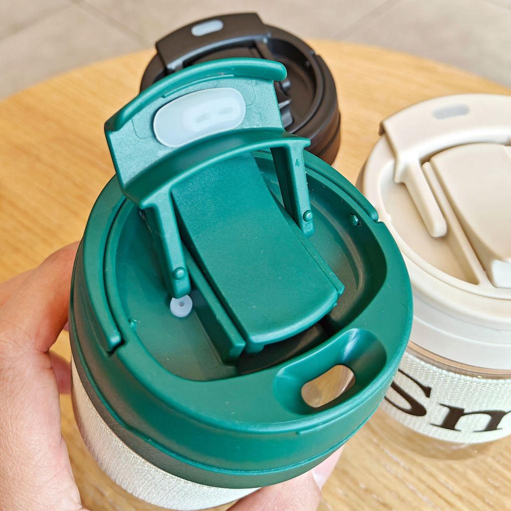 Stylish Double-Walled Anti-Scald Plastic Coffee Cup with Straw and Handle