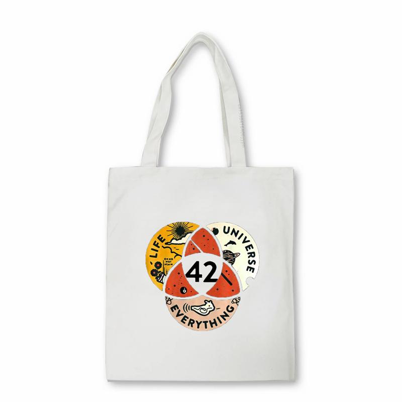 

42 The Answer To Life The Universe And Everything Дуглас Адамс холщовая сумка Унисекс Сумка на плечо Эко-сумка Большая сумка Сумка-шоппер 24*26cm белый