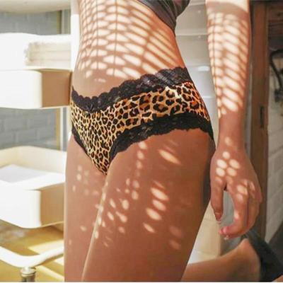Dámské kalhotky Sexy krajkové nízké leopardí pohodlné spodní prádlo 160