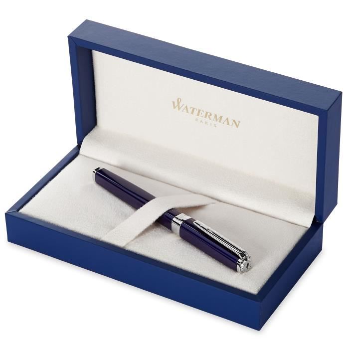Stylo Plume - WATERMAN - Exception - Noir - Plaqué Argent - Plume Fine 18K