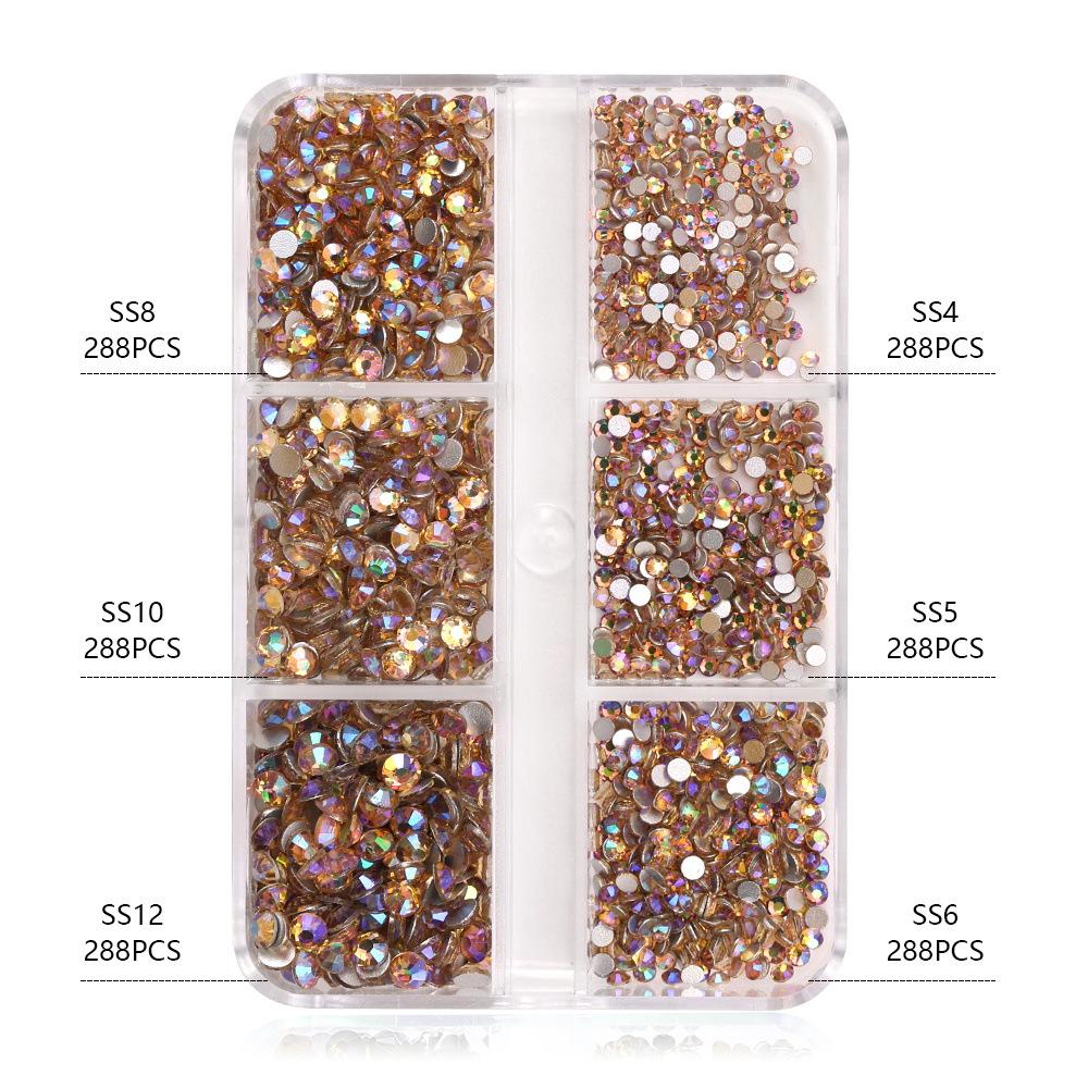 Ss4-Ss12 Boxed Nail Art, Flat Bottom Rhinestone Diy Nail Art Diamond Nail Decorative Accessories 1728 Pcs