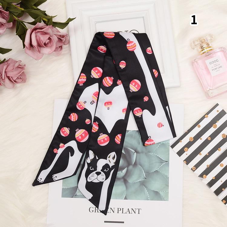 22 autumn and winter new European and American animal printing silk scarves fashionable thin and narrow strips, tied bags, handles, small silk scarves