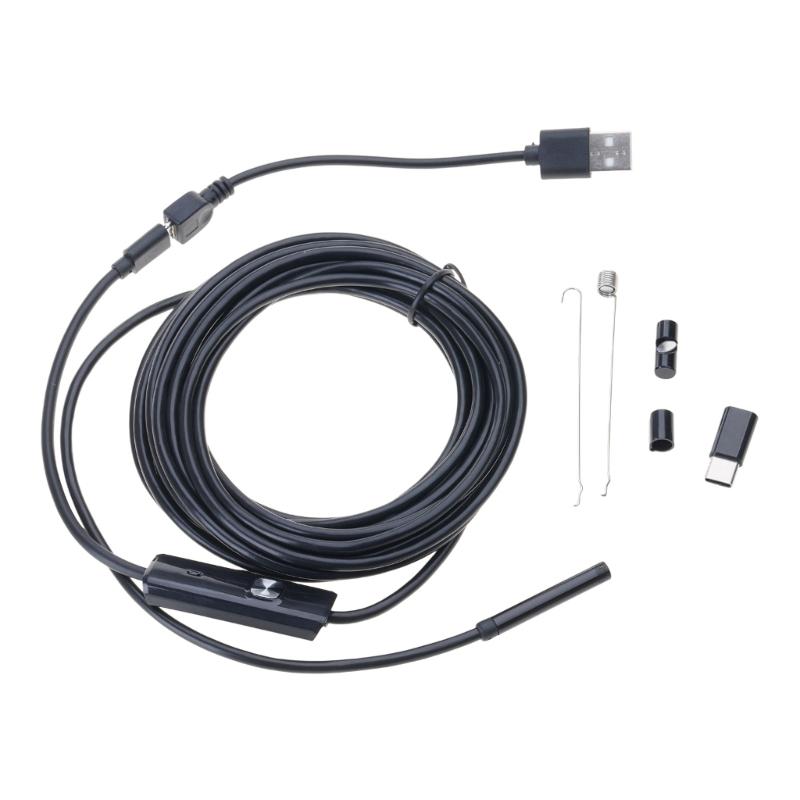 Caméra Endoscope à Objectif avec 6 Lumières LED Réglables USB Boroscope Caméra Serpent Étanche Scope Industriel Inspection