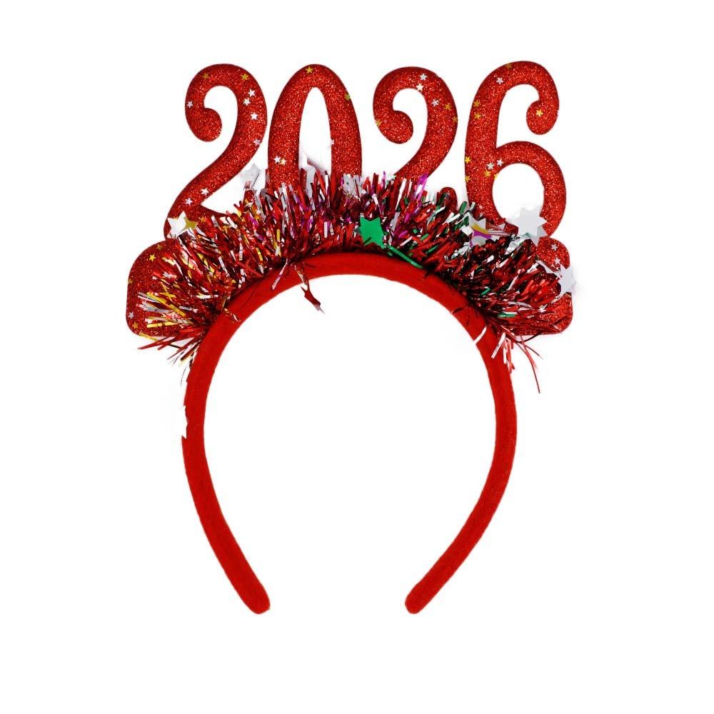 Colorful 2026 New Year Headbands Number Glitter Headwear Star Strip Headband  Christmas Party