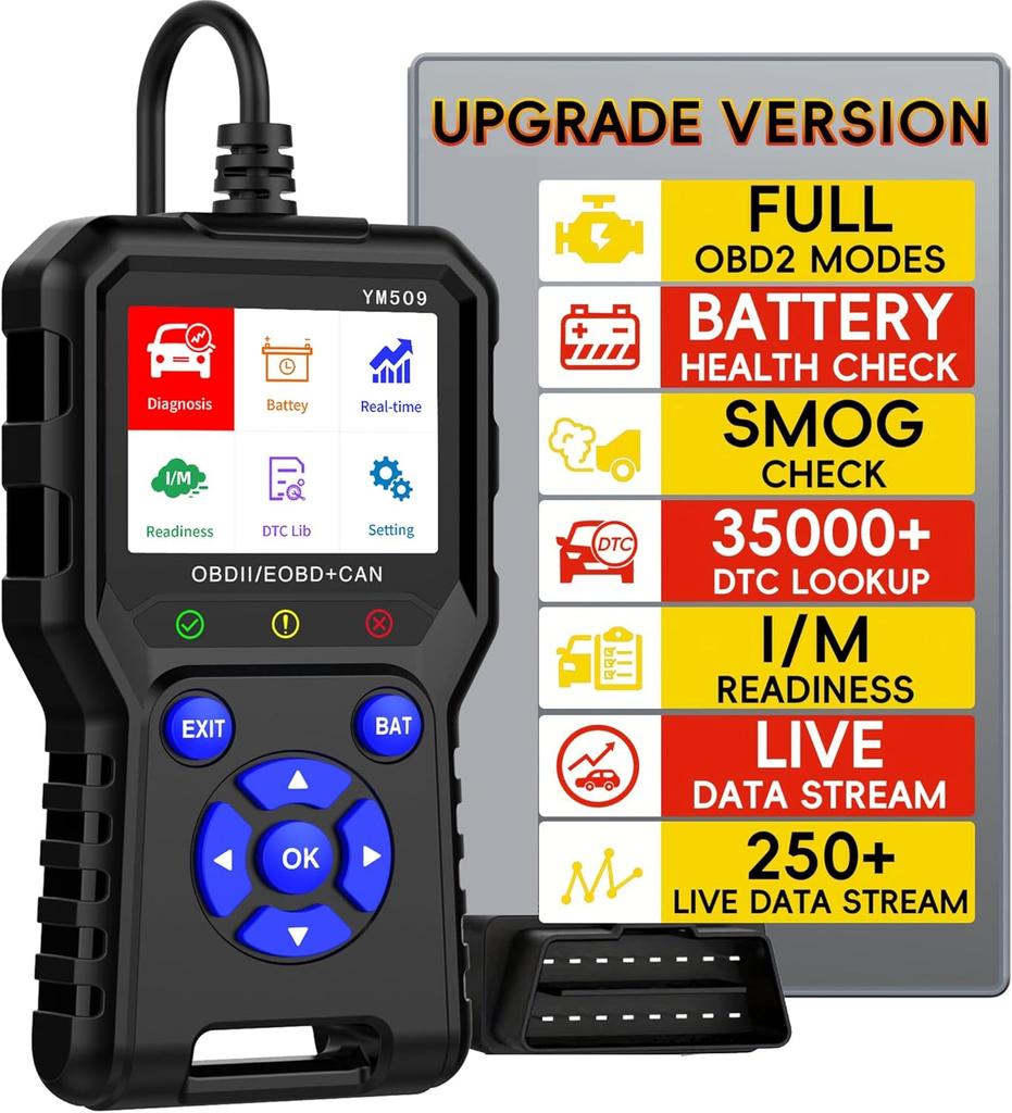 OBD2 Scanner Diagnostic Tool 2.8'' Color Screen OBDII Scanner for Cars, Check Engine Light Fault, Car Battery Tester Code Reader Car Diagnostic Tool