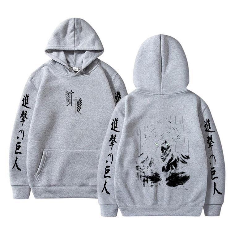 Sudadera con capucha Merch de Eren Jaeger de Attack on Titan Anime para Hombre Mujer Dibujos Animados Manga Cosplay Streetwear Sudadera con Capucha Oversize para Hombre