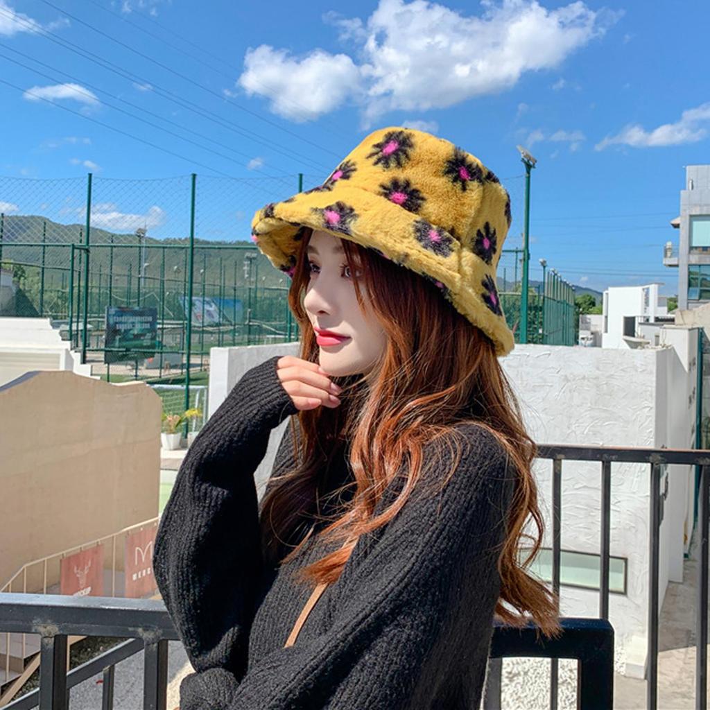 Teens Girls Adults Women's Bucket Hat Faux Fur Fisherman Hat Fluffy Winter Warm Hat Wide Brim Fisherman's Caps