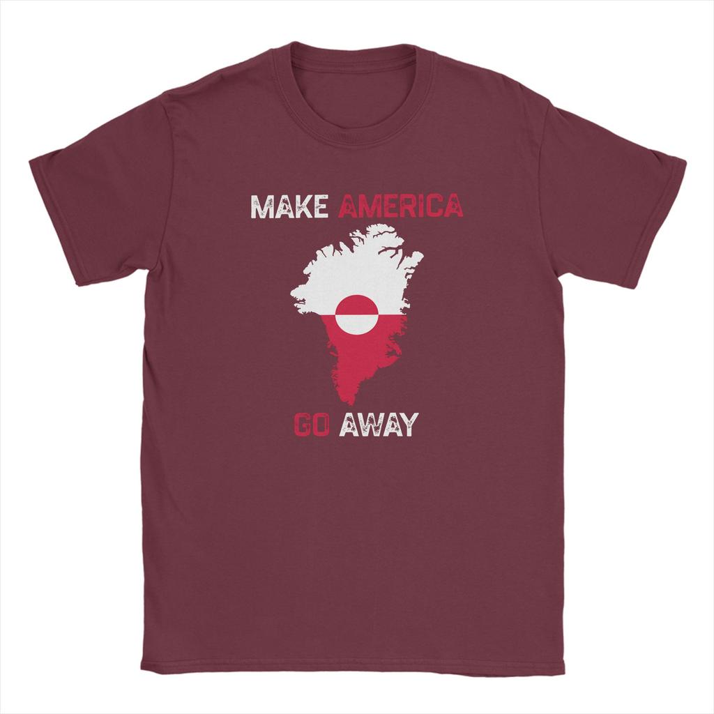 Streetwear TShirt Make America Go Away I Stand With Greenland T Shirts Pure Cotton Tee Shirt for Unisex YK Short Sleeve Clothing