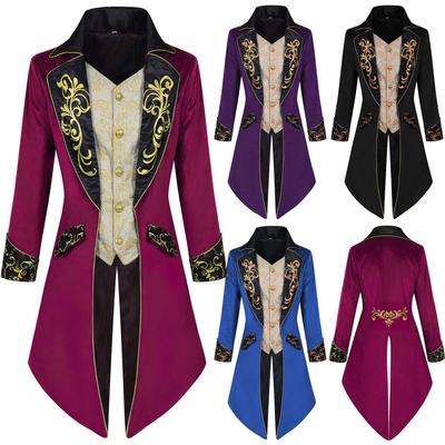 European & American Men's Steampunk Medieval Frock Coat for Cosplay & Stage Performance