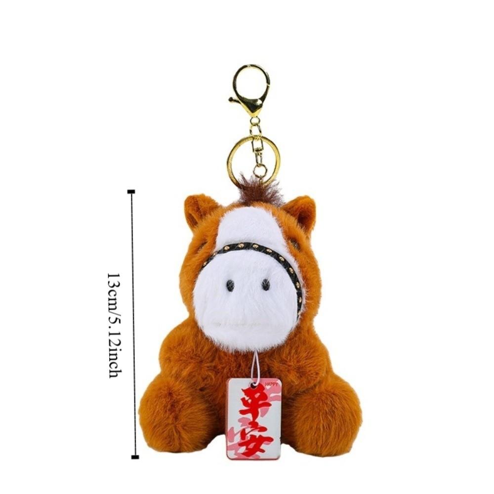Cartoon Horse Year Key Ring 13cm Pony Pendant Portable Zodiac Pony Figurine Girls Accessories