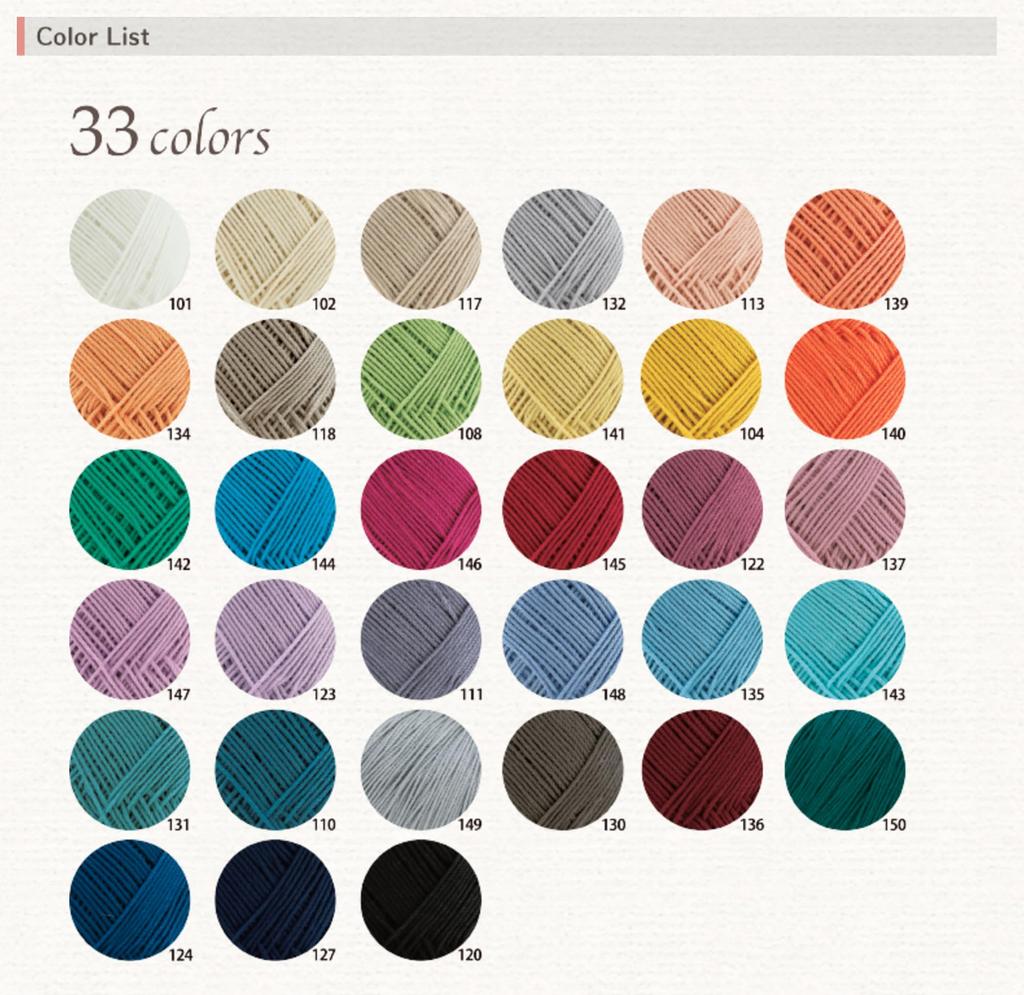 Hamanaka Hand Knitting Washed Cotton Color 5 3842 Sets Yarn, Crochet, Fine, 120, Black, 25g, Approx. 104m, Balls,
