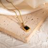 European & American Titanium Steel Necklace, Non-fading, Versatile, Fashionable Multi-color Square Pendant.