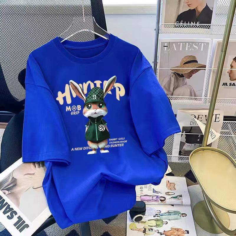 

2024 Жіноча футболка з чистої бавовни вільного крою з коротким рукавом - Модний та стильний літній топ 2XL: 145-165 jin