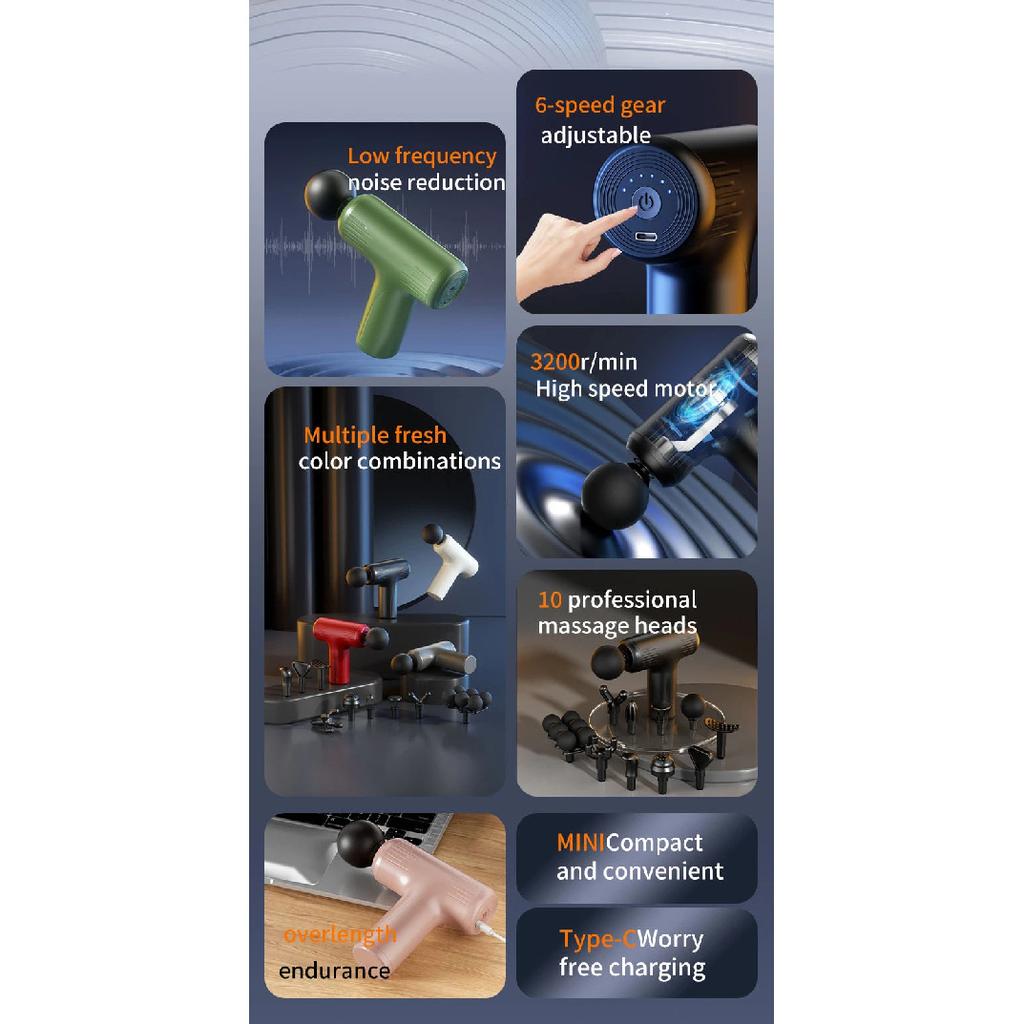 2026 massage gun muscle relaxation massager electric vibration fascia gun 10 heads professional grade neck mask gun