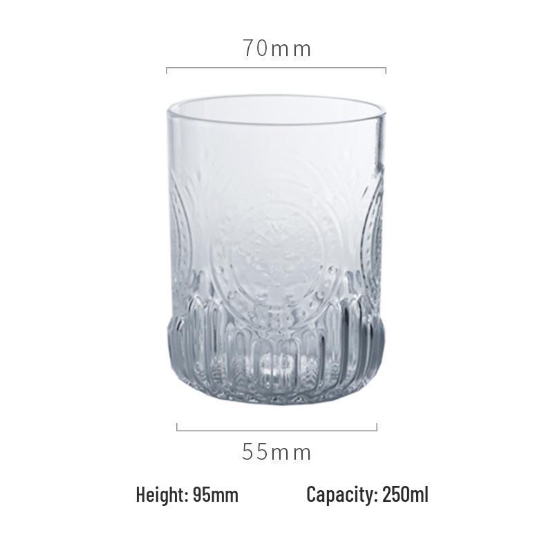 Begonia Flower Embossed Glass Water Set - Large Capacity Cold Water and Juice Cups