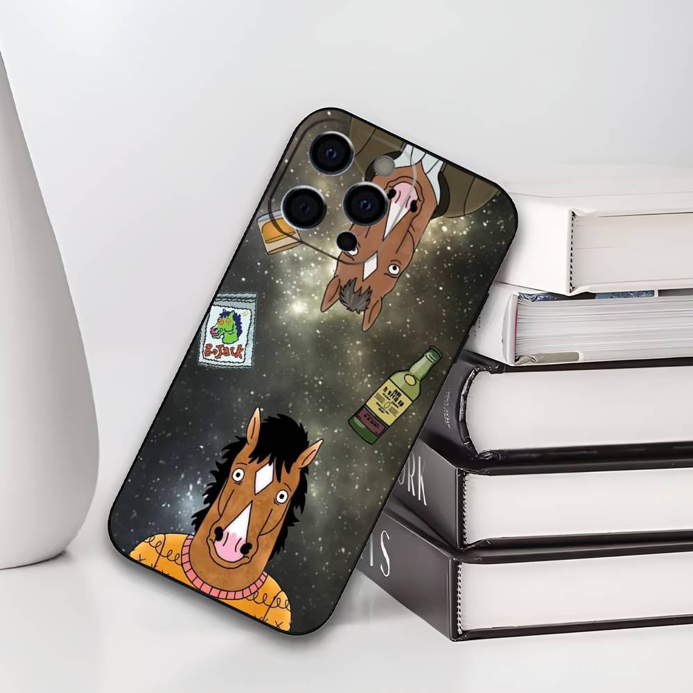 Cartoon B-BoJack Horsemans Phone Case For IPhone 17,16,15,14,13,12,11,Plus,Pro,Max,Plus,XS,soft Case Black Silicone