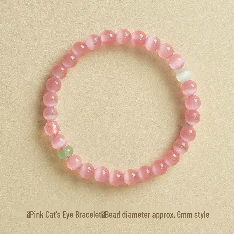 Putuo Mountain Pink Cat's Eye Bracelet: Elegant Cultural Gift for Men, Women, and Friends.
