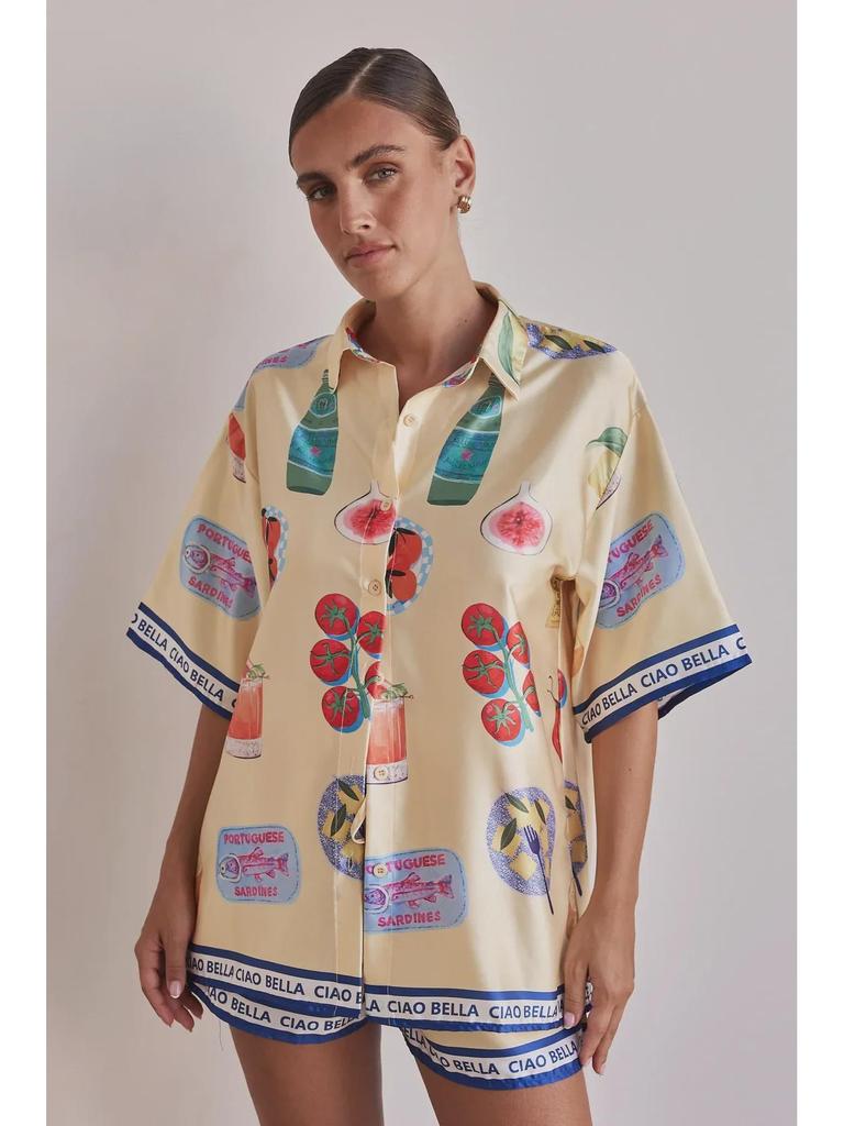 25th Anniversary Summer Cartoon Lapel Cardigan & Shorts Set