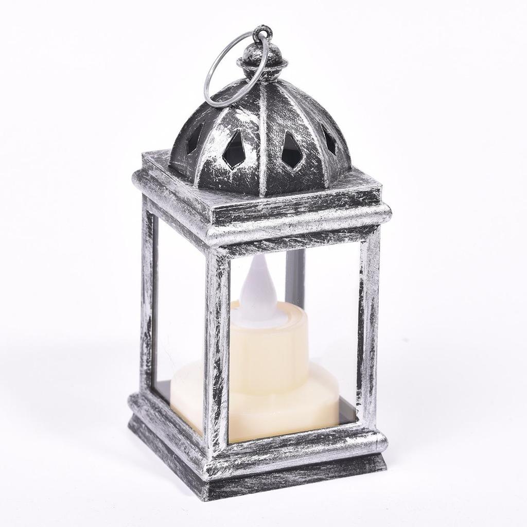 Retro-Style Decorative Lanterns with Electronic Candle Lights and Water Drop Wicks for Christmas
