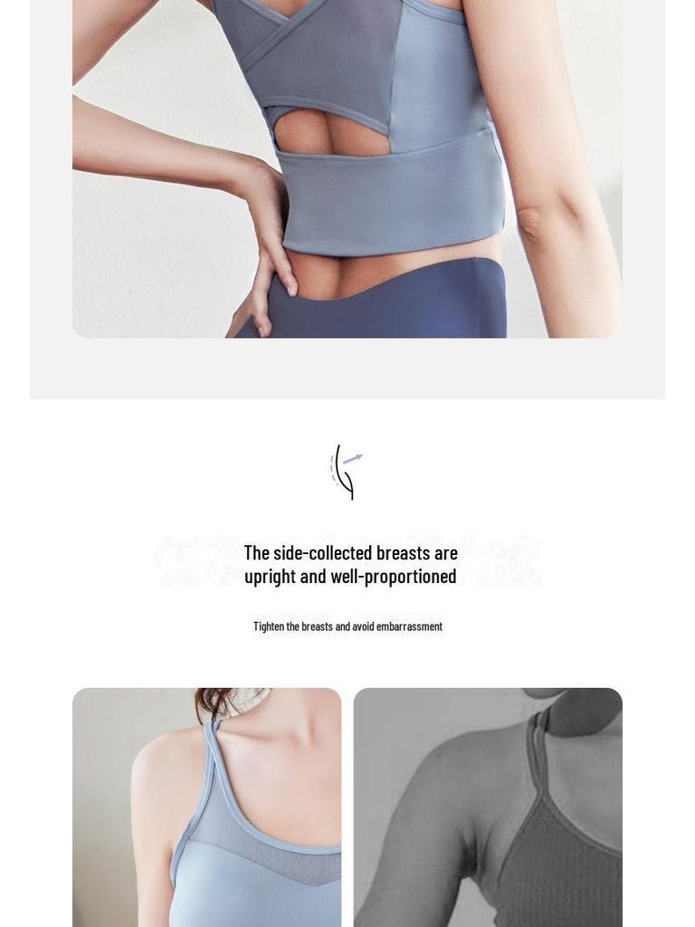 Juyitang Mesh Yoga Sports Bra - Shockproof, Beautiful Back Design, One-Piece Fitness Bra