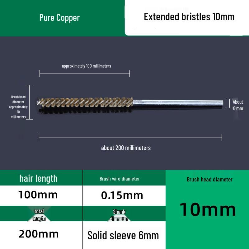 Industrial Rust Removal and Polishing Brush with Handle - Stainless Steel and Copper Wire for Inner Hole Sanding