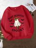 Girls' Stylish Round-Neck Sweatshirt, Casual Print Top