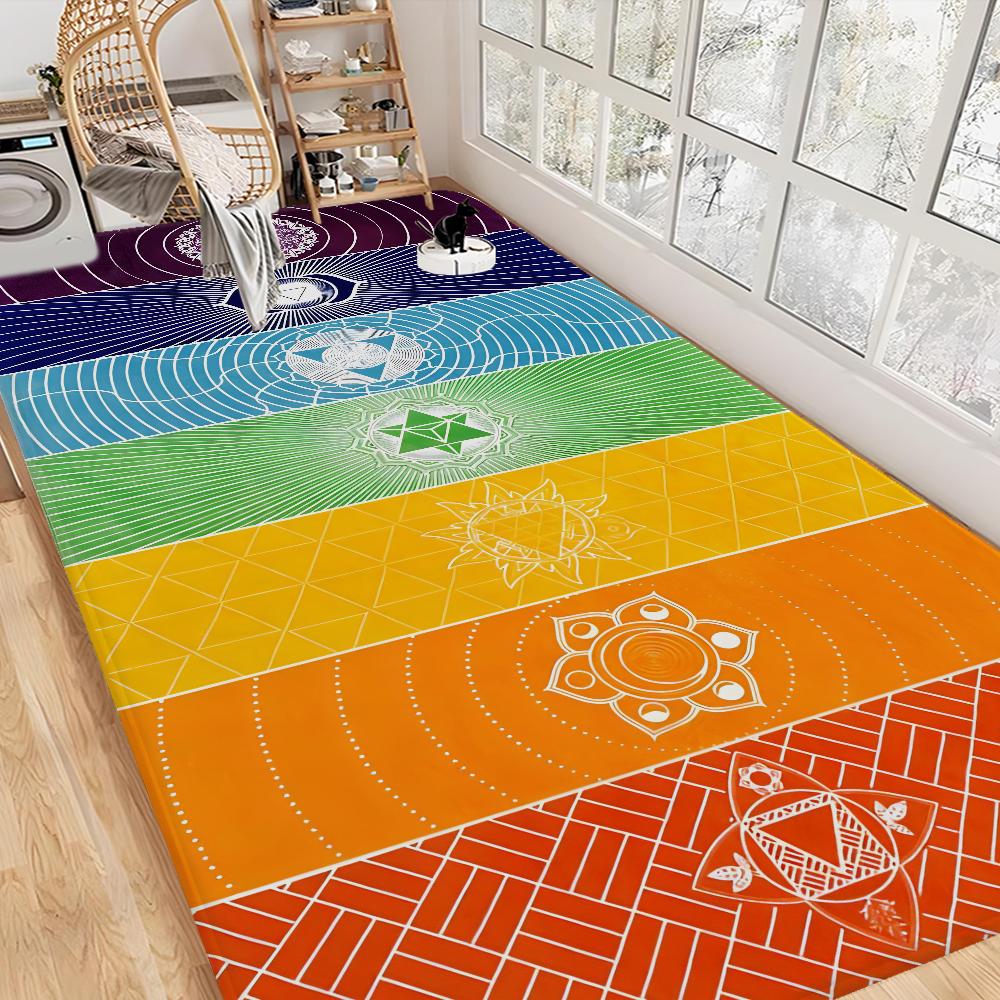 Rainbow 7 Chakra Mandala Bohemia Yoga Door Mat Washable Non-Slip Living Room Sofa Chairs Area Mat Kitchen Welcome Doormat