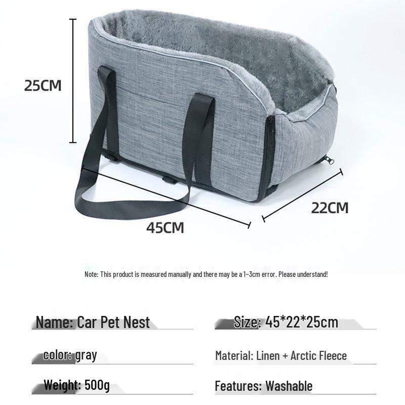 Portable Pet Car Bed: Plush, Detachable Cat Nest & Dog Console Bag