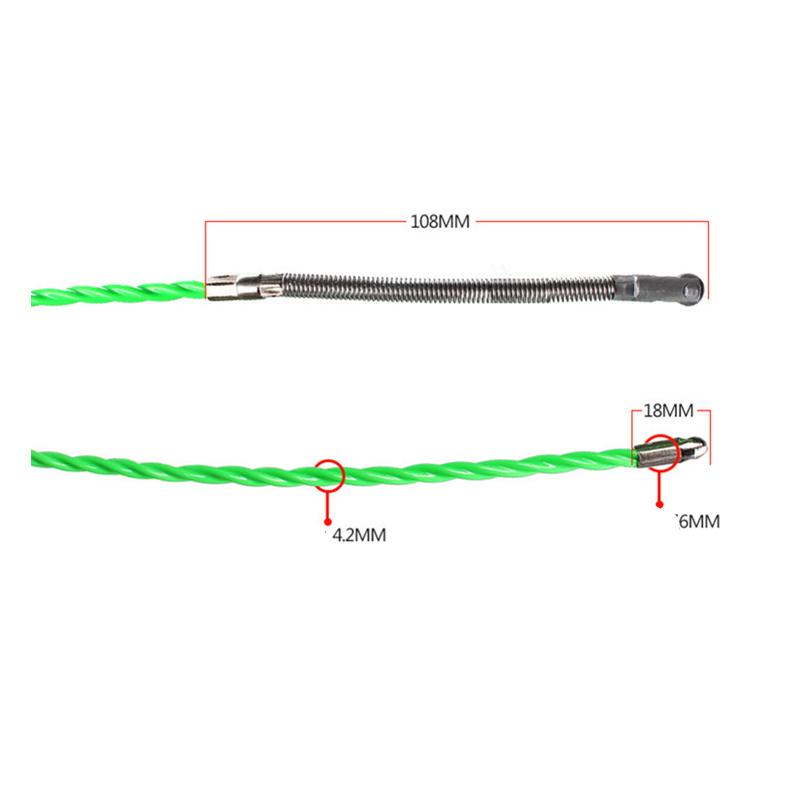 4mm 5m-30m Fiberglass Cable Push Pullers Duct Snake Rodder Fish Tape Wire Pom Fish Draw Tape Electrical Cable Puller Aid Tool