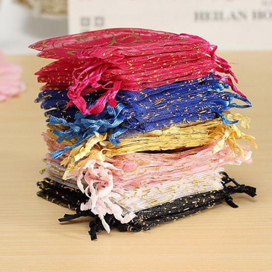 100Pcs Organza Gift Bags Jewellery Christmas Wedding Party Packing Pouches