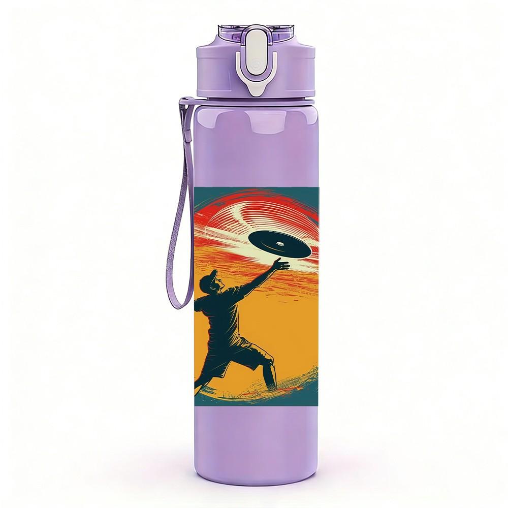 1PC Runner Athlete Sunset Sport Print 750ml Color Plastic Sports Water Bottle Leakproof Flip Straw Lid Suitable for Sports Office Home Use