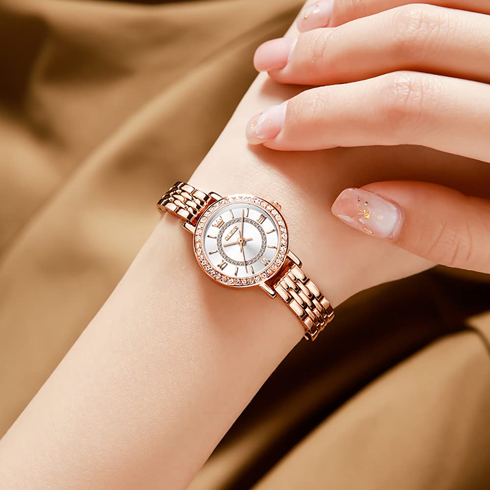 Stylish and waterproof watch with a Milanese mesh design and a analog women's simple, easy-to-read dial. (OLEVS)