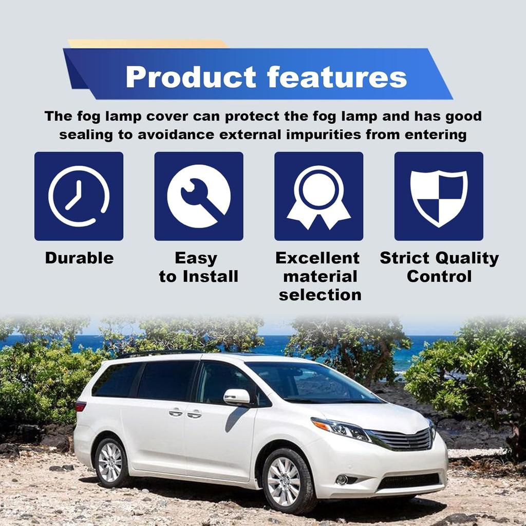 2PCS Front Bumper Fog Light Bezel Cover Compatible with 2011-2017 Sienna Driver and Passenger Side Fog Light Covers #5212708020 5212808020 TO1039169