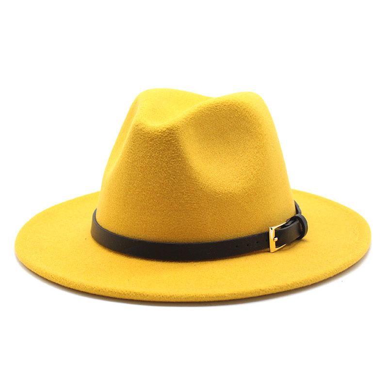 Hat Men'S And Women'S Jazz Hat Quarterly British Retro Belt White Top Hat Woolen Gentleman'S Hat