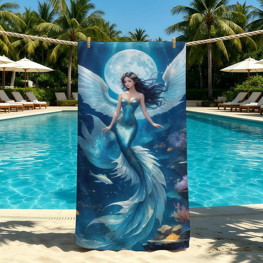 Mermaid Cartoon Anime Towel For Outdoor Camping Beach Towel Super Absorbent Quick-Drying Summer Towel